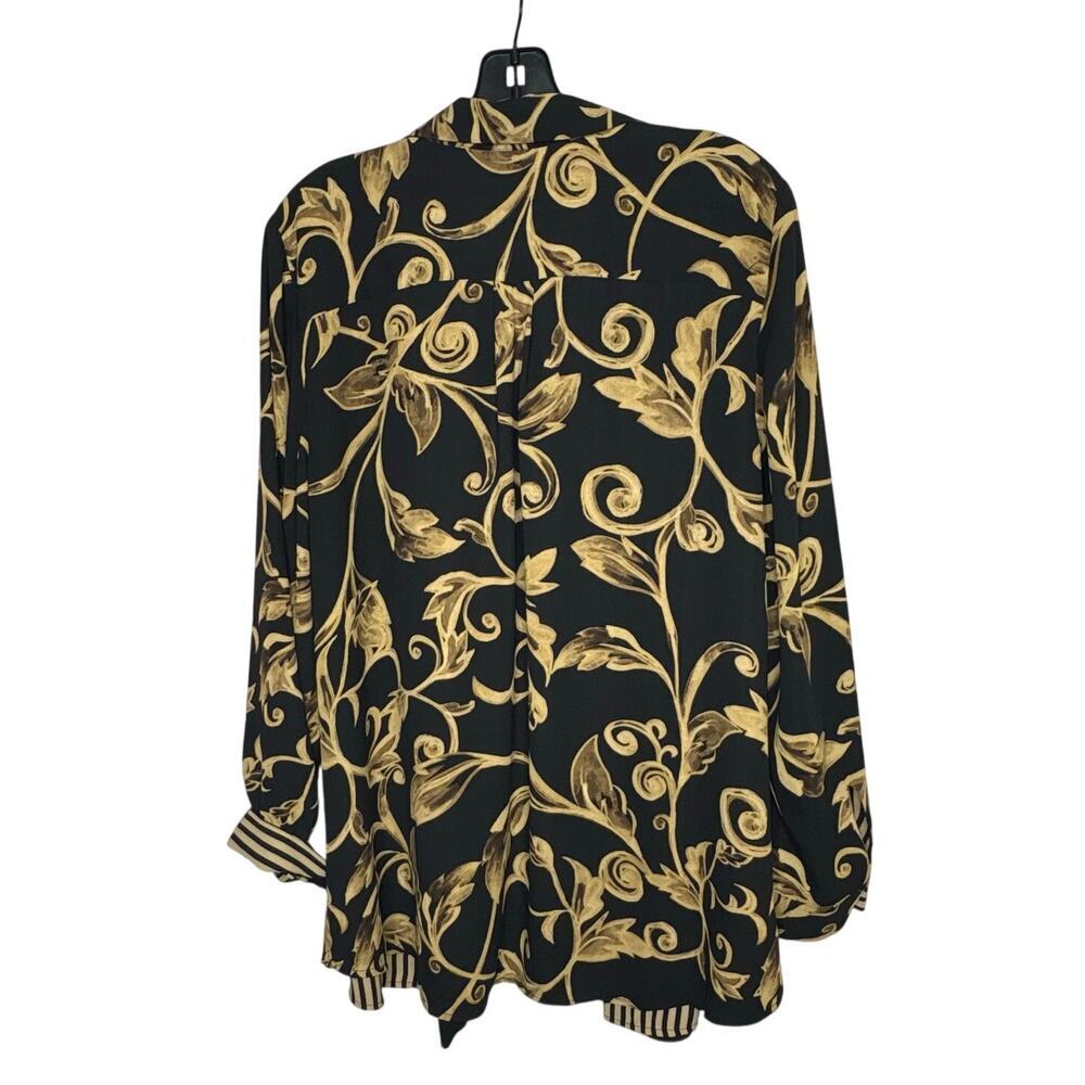 Chico's Black & Gold Reversible Button Up Timeless Classic Shirt Size 2 Large - Picture 3 of 16